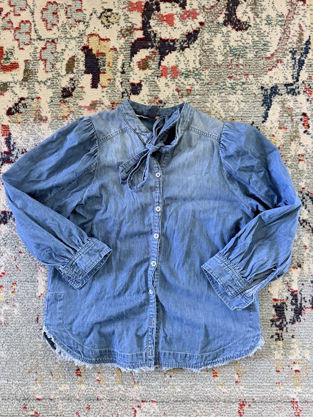 Pilcro Denim Button-Front Shirt in Faded Blue